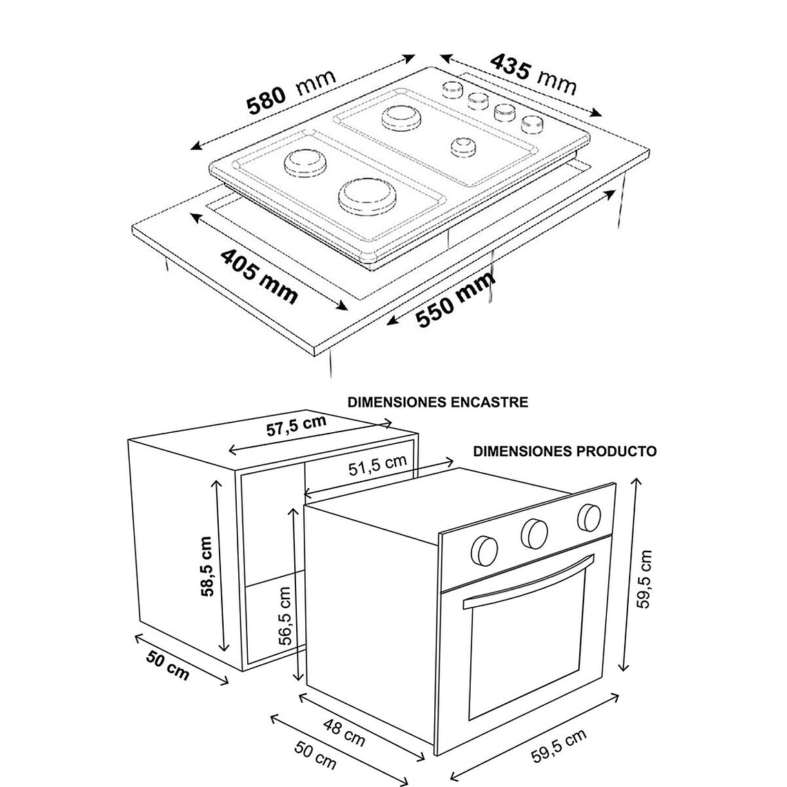 Kit de Cocina Sindelen Horno Empotrable HE-7200IN + Encimera CEG-4600IN + Campana CA-610EIN 5