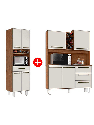 Combo Mueble de Cocina Casanova Rubi 1 Cajón 4 Puertas + Mueble de Cocina 3 Cajones 4 Puertas