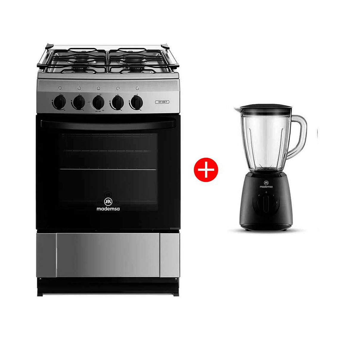 Combo Cocina a Gas Mademsa MV 220 T 4 Quemadores + Licuadora Mademsa MBL20 1,5 lts. 1