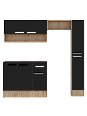 Mueble de Cocina Vekkahome Madri 1 Cajón 7 Puertas Negro Café