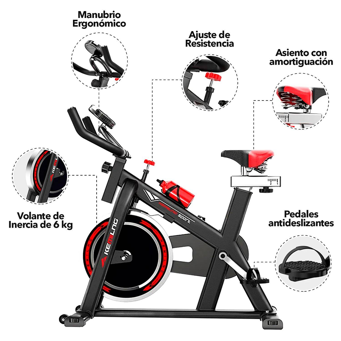 Bicicleta Home Fitness Monitor Volante Inercia 6kg 4