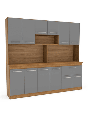 Mueble de Cocina Vekkahome Buck 1 Cajón 12 Puertas Gris