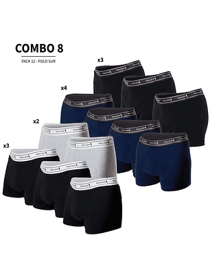 12 Bóxers Corto, Polo Sur, Máxima Calidad. Precio Mayorista
