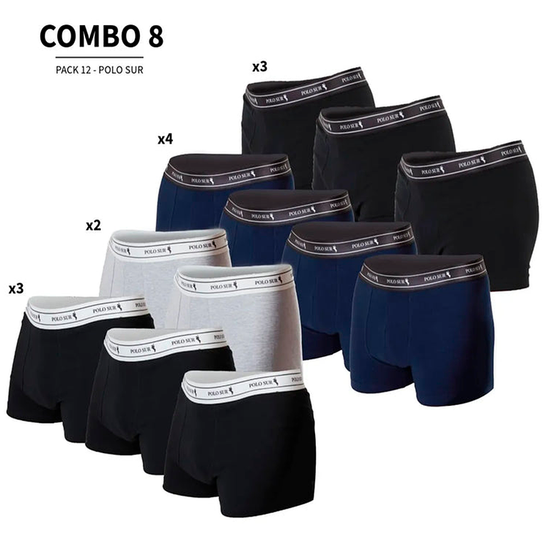12 Bóxers Corto, Polo Sur, Máxima Calidad. Precio Mayorista 1