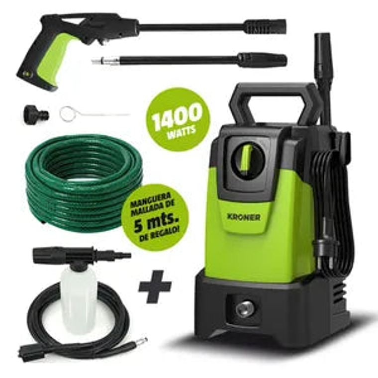 Hidrolavadora Kroner 1400w 105 Bar AutoStop + Accesorios de Regalo 1