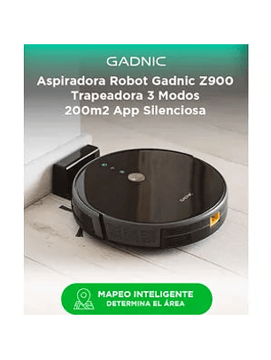 Aspiradora Robot Gadnic Z900 Trapeadora 3 Modos 200m2 App Silenciosa 0.6 Lts