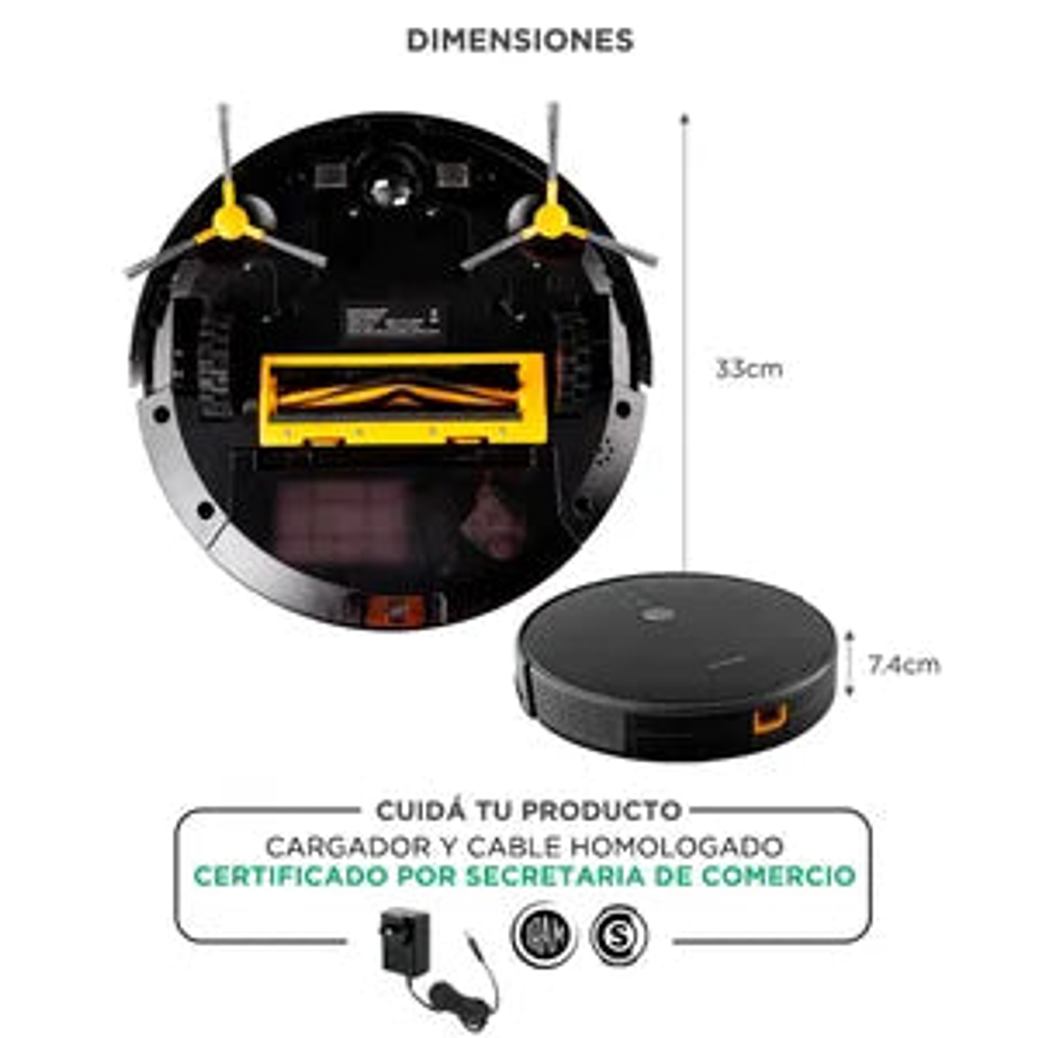 Aspiradora Robot Gadnic Z900 Trapeadora 3 Modos 200m2 App Silenciosa 0.6 Lts 7