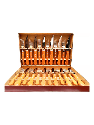 Juego De Cubiertos Churrasco Tramontina Jumbo 24 Piezas Color Marrón