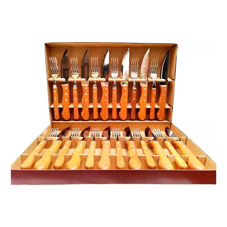 Juego De Cubiertos Churrasco Tramontina Jumbo 24 Piezas Color Marrón 1