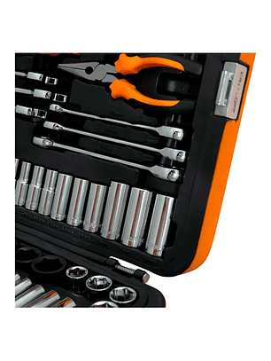 Juego Herramientas Lusqtoff 150pzs Racing Caja Set Tubos Color Naranja