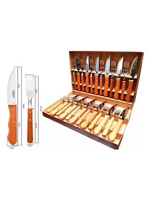 Juego De Cubiertos Churrasco Tramontina Jumbo 24 Piezas Color Marrón