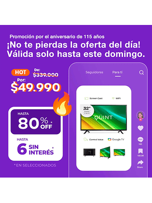 Smart Tv Quint 32 Pulgadas Qt3-32gtv2024 Google Tv Lh