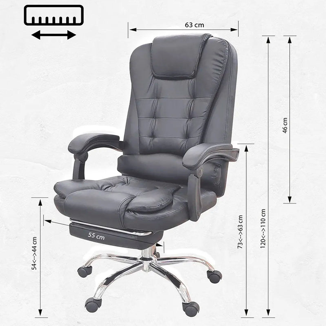 Silla De Oficina Masajeador Presidencial Stephan - Desillas Color Negro 9