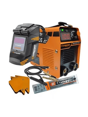 Soldadora Inverter Lusqtoff Iron 100 + Mascara + Electrodos + 2 Escuadras Magnética Maquina Soldar Fotosensible Careta