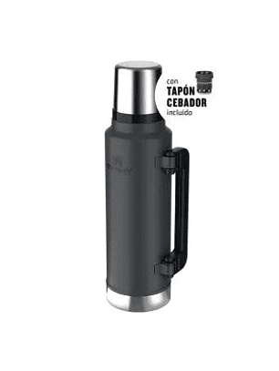 Termo Stanley Classic 1.4 Lts Negro Asa Plegable c/ Tapón Pico Cebador