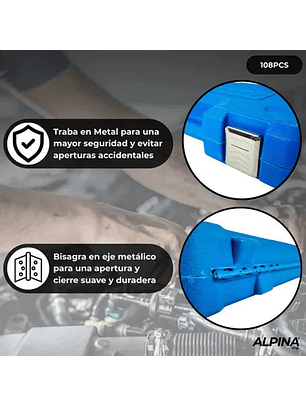 Kit de Herramientas Combinadas Alpina 108 Piezas en Caja de Transporte