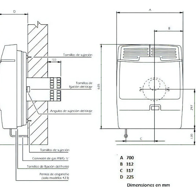 Calefactor Volcan 5700 Tiro Balanceado 46316v GAS NATURAL 3
