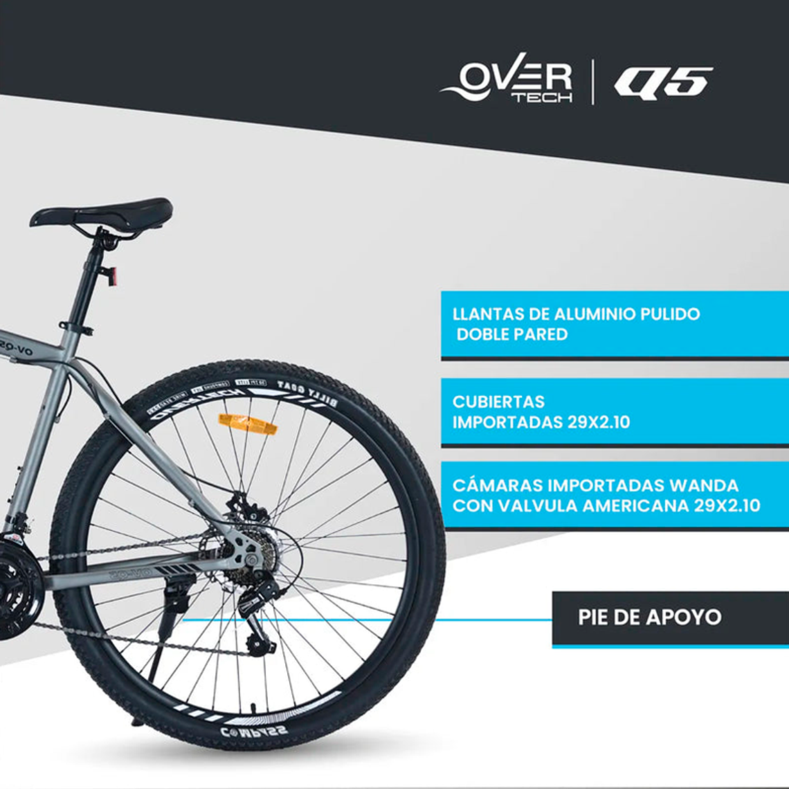 Bicicleta de Montaña Overtech R29 Q5 21v Freno de disco Shimano 12x 9