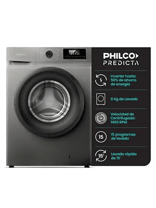 Lavarropas Philco Predicta Inverter PHLF8014PI2 8 Kg 1400 RPM