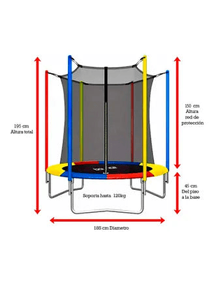Cama Elastica 1.85M Multi Saltarin Trampolin Con Red Protectora