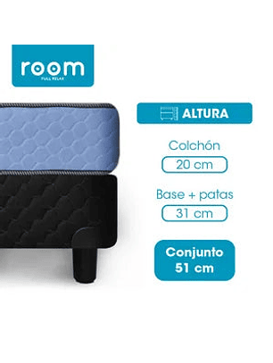 Conjunto Colchón de Espuma y Sommier Room 2 Plazas + 2 Almohadas