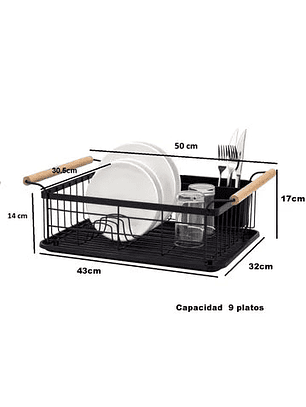 Escurre Platos Cocina Acero Pintado Hogar Actual Negro