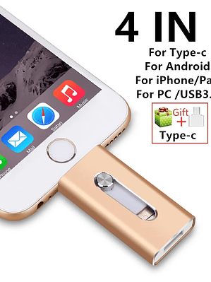 Pen USB 3.0 de 1 TB para iPhone, 512 GB e 32 GB para armazenamento externo, i