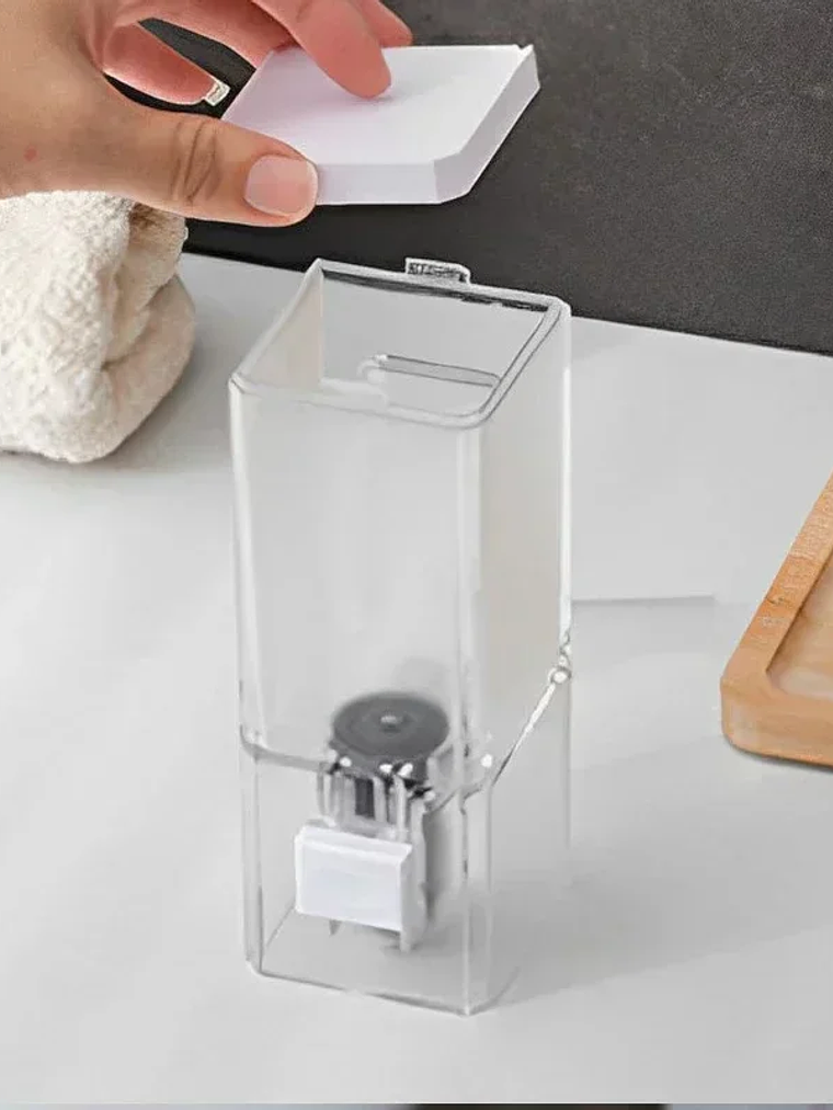 Dispensador de sabão manual sem furos, para parede, sem resíduos, com frasco desinfetante para pasta, para casa de banho. Dispensador de sabão transparente. 4