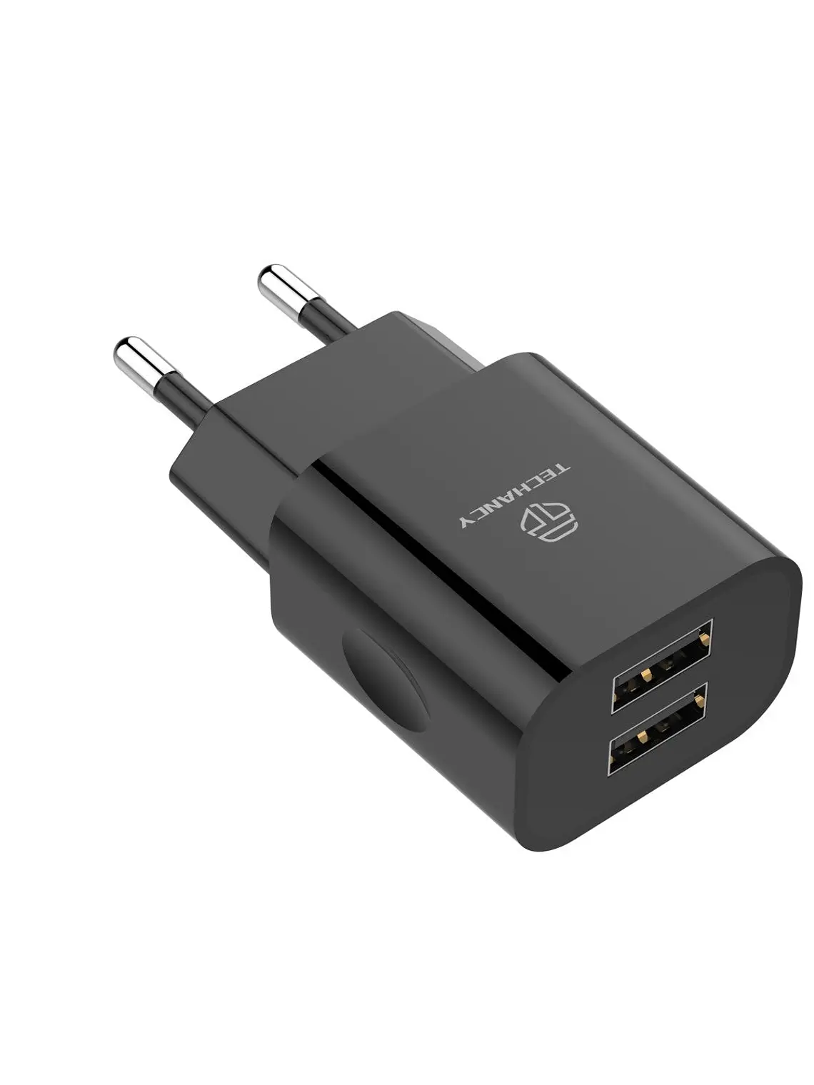 Techancy Carregador De Parede 2usb Preto TA2791,5V-2.4A Carregamento,Conjunto De Cabos Usb-Tipo-C 1m,Suporta Telemóveis Usb-C 4