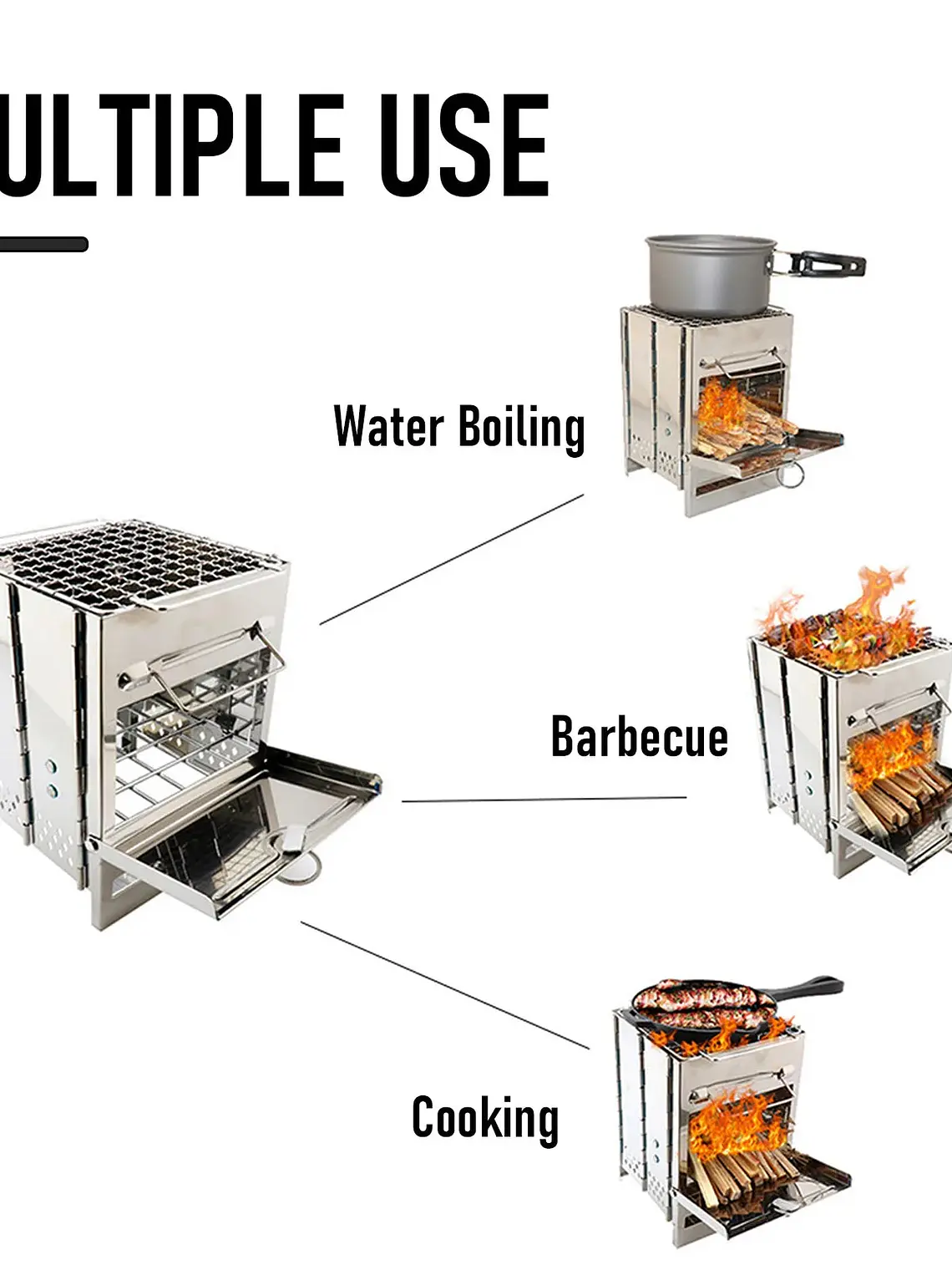 Fogão a lenha dobrável portátil 4