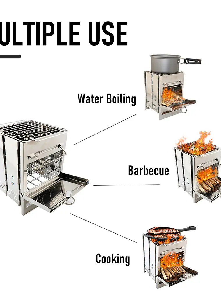 Fogão a lenha dobrável portátil 4