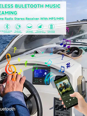 Rádio estéreo marítimo Bluetooth à prova de água