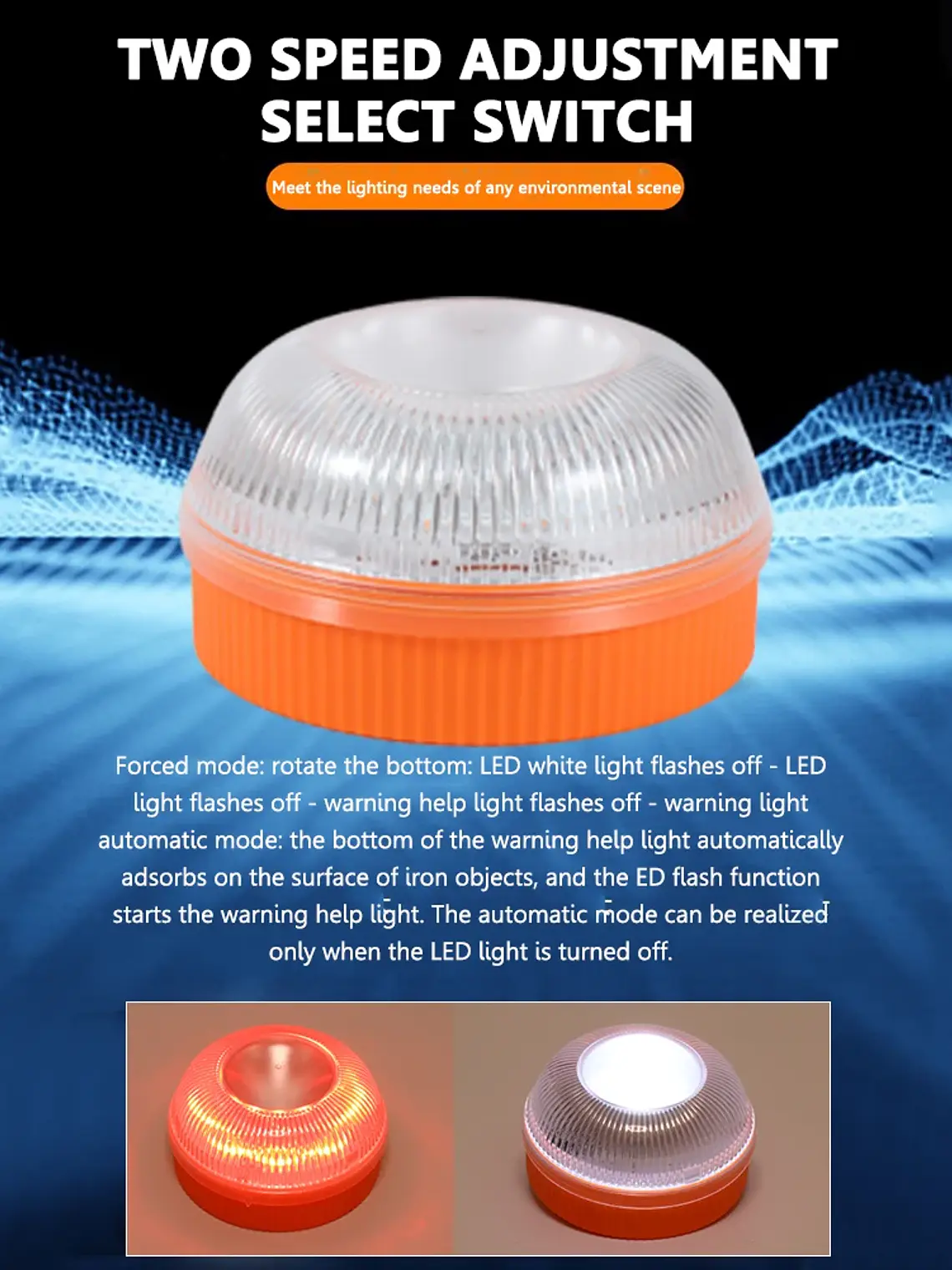 Luz de aviso de segurança, luz de emergência LED, farol rotativo, 5