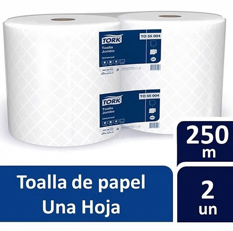 Toalla de papel alto metraje h/s universal 250 MT x 2 ROLLOS -TORK