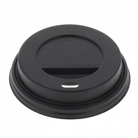Tapa plástica negra 50 und para vaso desechable 240 ML / 8 OZ -TUGOU