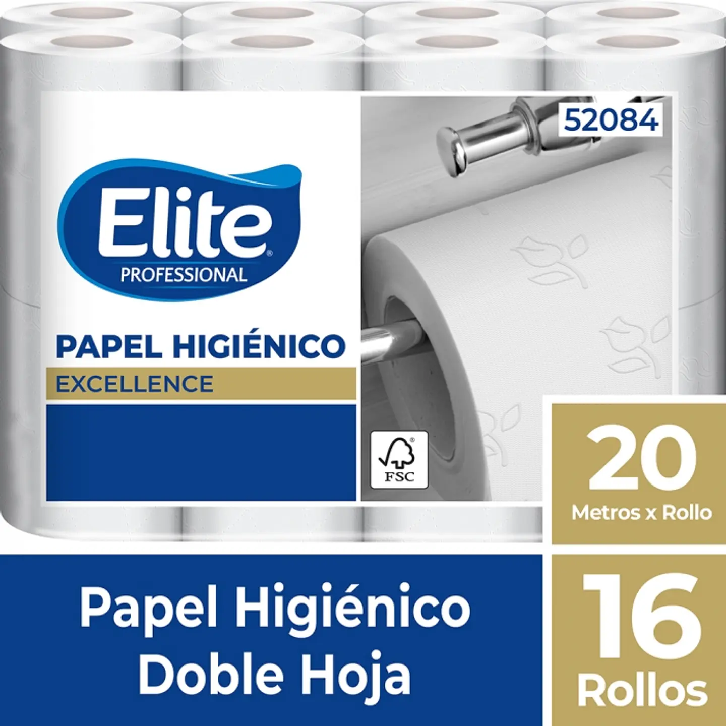 Papel higiénico bajo metraje h/d ext. Blanco excellence 20 MT x 16 ROLLOS -ELITE 1