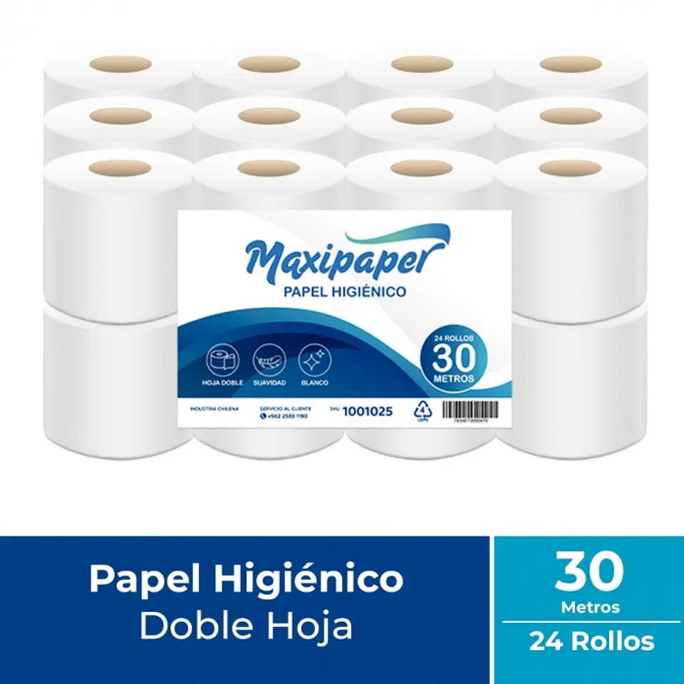 Papel Higiénico Bajo Metraje H/D Maxipaper 30 MT x 24 Rollos 1