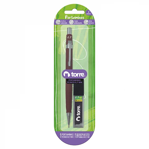 Portaminas metálico negro 0,7 MM -TORRE