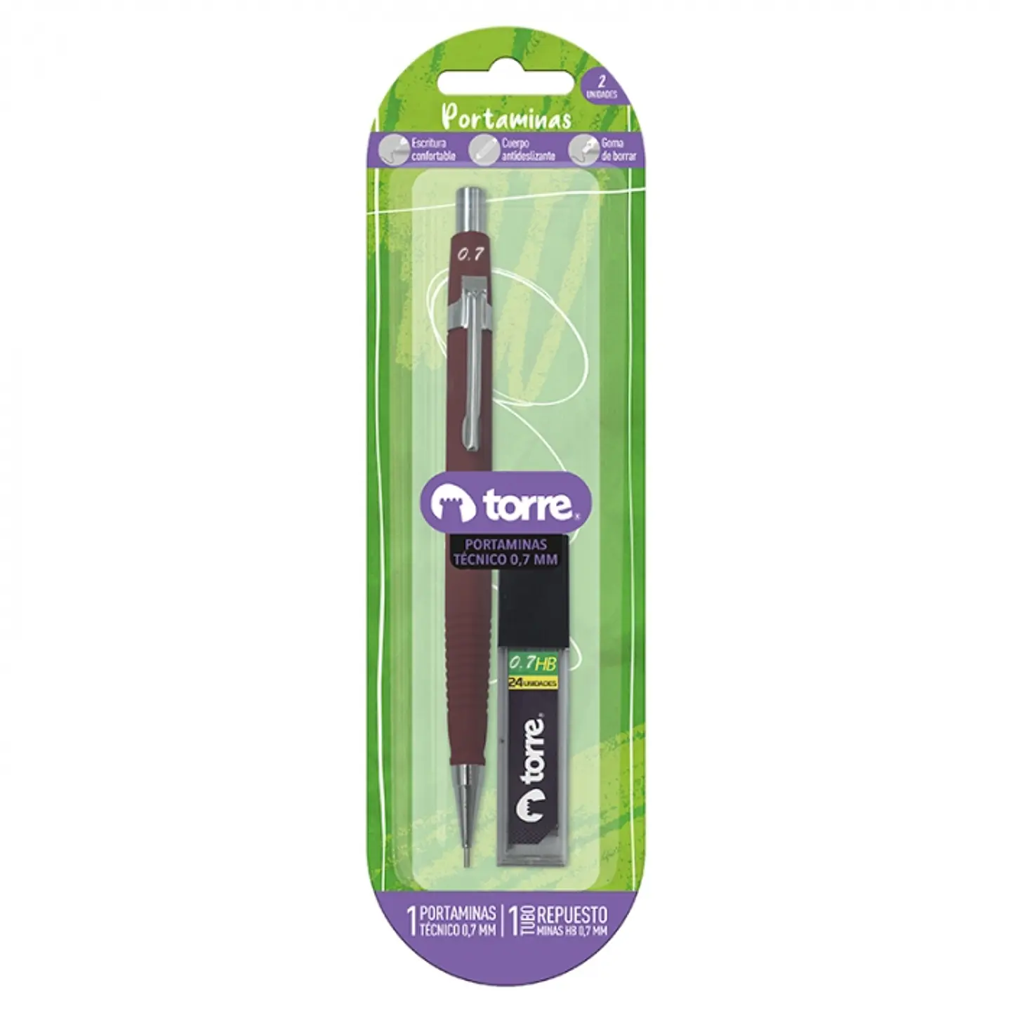 Portaminas metálico negro 0,7 MM -TORRE 1