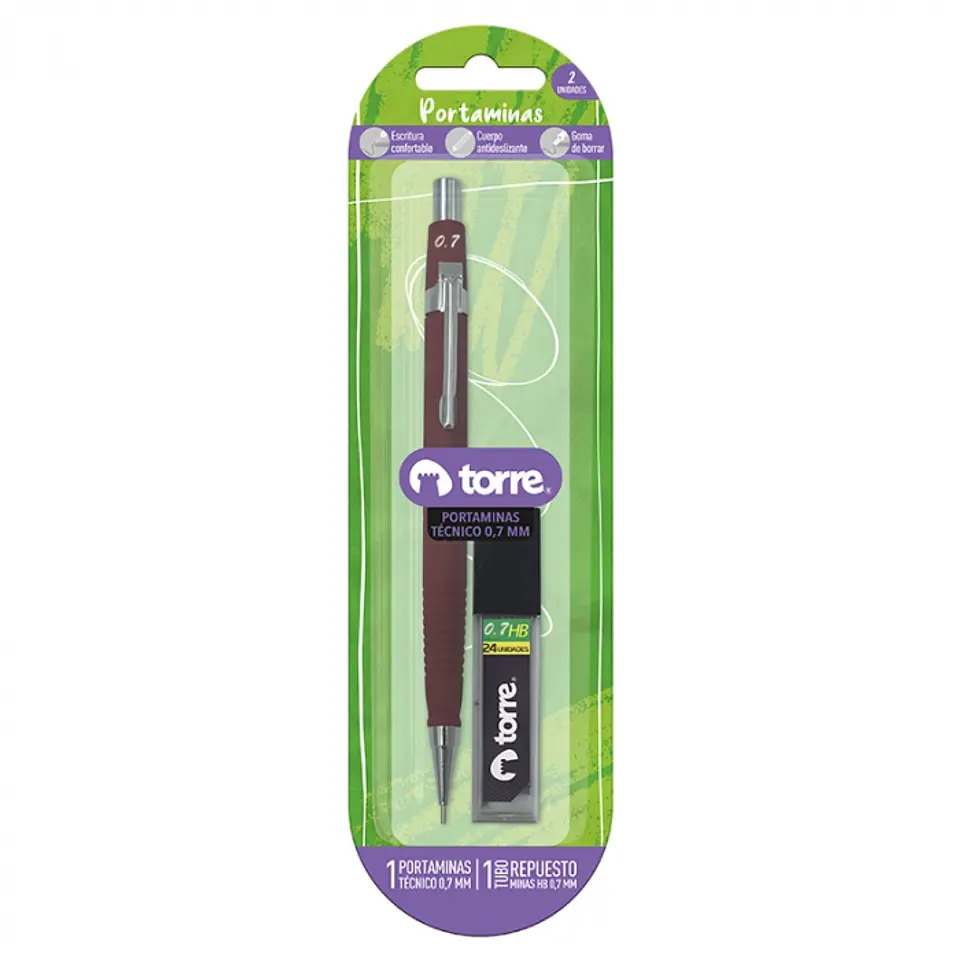 Portaminas metálico negro 0,7 MM -TORRE 1