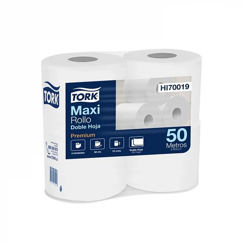Papel higiénico bajo metraje h/d premium 50 MT x 4 ROLLOS -TORK