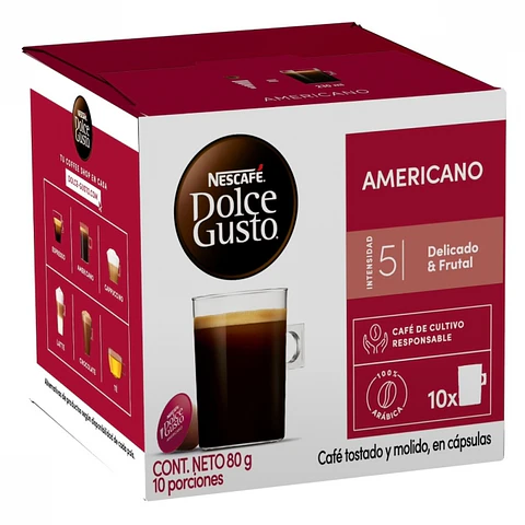 Café 10 cápsulas nescafé AMERICANO -DOLCE GUSTO