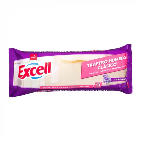 Trapero húmedo para todo tipo de piso - lavanda 10 UND x 1 PQTE -EXCELL
