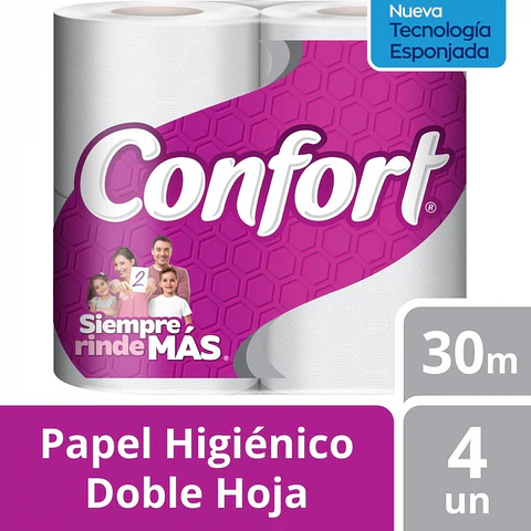 Papel higiénico bajo metraje h/d blanco 30 MT x 4 ROLLOS -CONFORT
