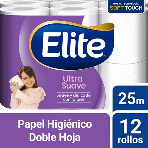 Papel higiénico bajo metraje h/d ultra 25 MT x 12 ROLLOS -ELITE