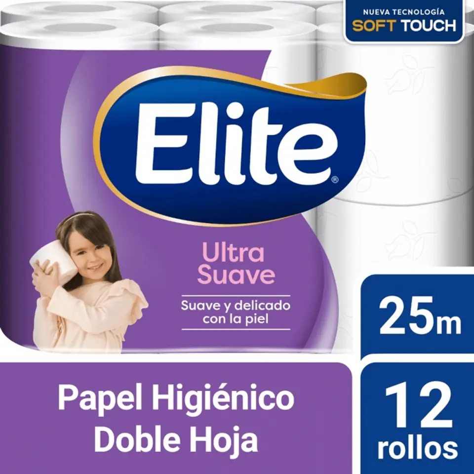 Papel higiénico bajo metraje h/d ultra 25 MT x 12 ROLLOS -ELITE 1
