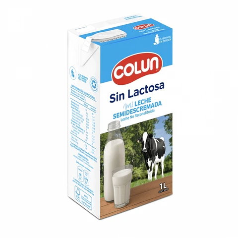 Leche blanca semi descremada sin lactosa 1 LT -COLUN