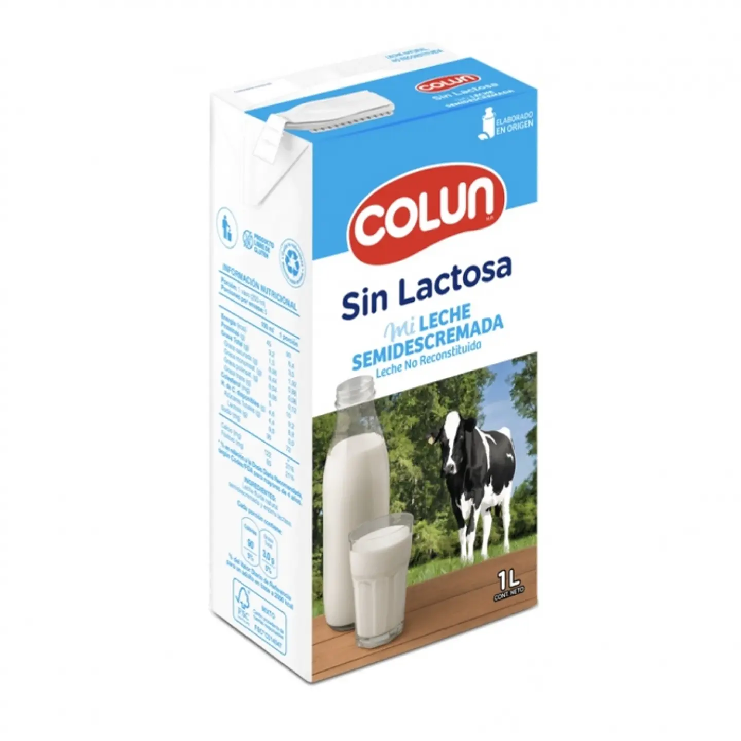 Leche blanca semi descremada sin lactosa 1 LT -COLUN 1