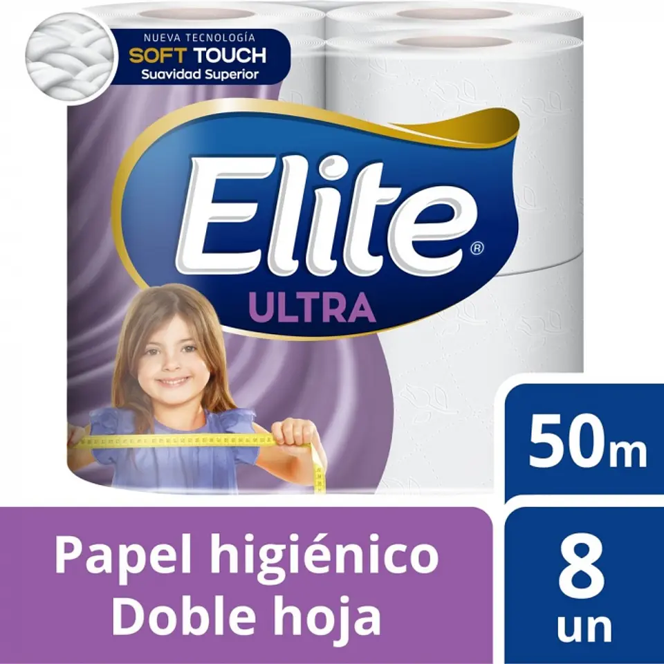 Papel higiénico bajo metraje h/d ultra 50 MT x 8 ROLLOS -ELITE 1