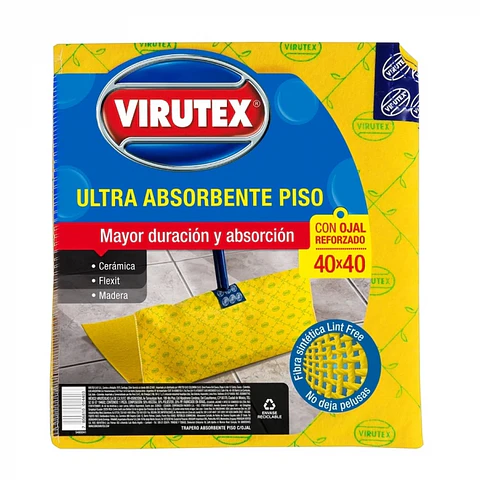 Trapero multiuso ultra absorbente amarillo doble c/ojal 40 x 40 CM -VIRUTEX